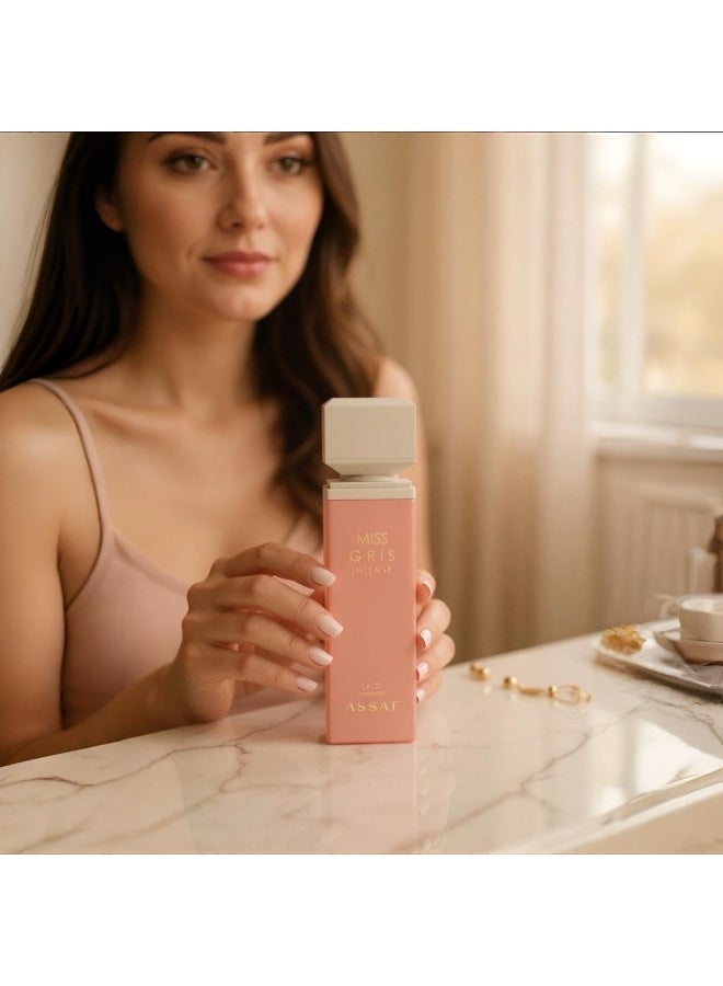 Assaf Miss Gris 100ml – Higher Concentration for Women | Hazelnut, Saffron & Pear | Jasmine & Rose Heart - Image 3